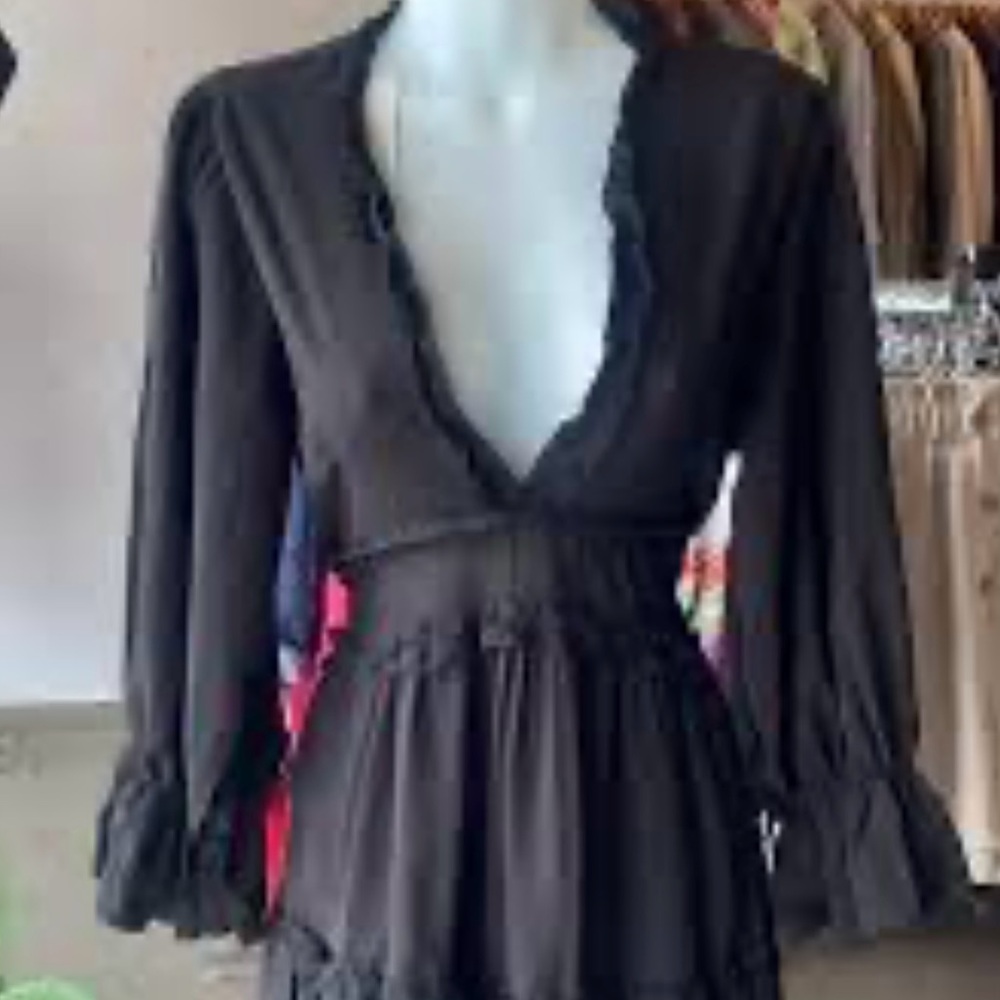 FAVLUX Elegant Black Long Sleeve Dress